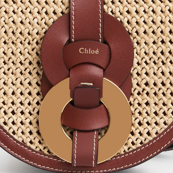 クロエ かごバッグ コピー ラフィア&シャイニーカーフスキン製「Darryl」スモールサドルバッグ CHC21US344E4927S